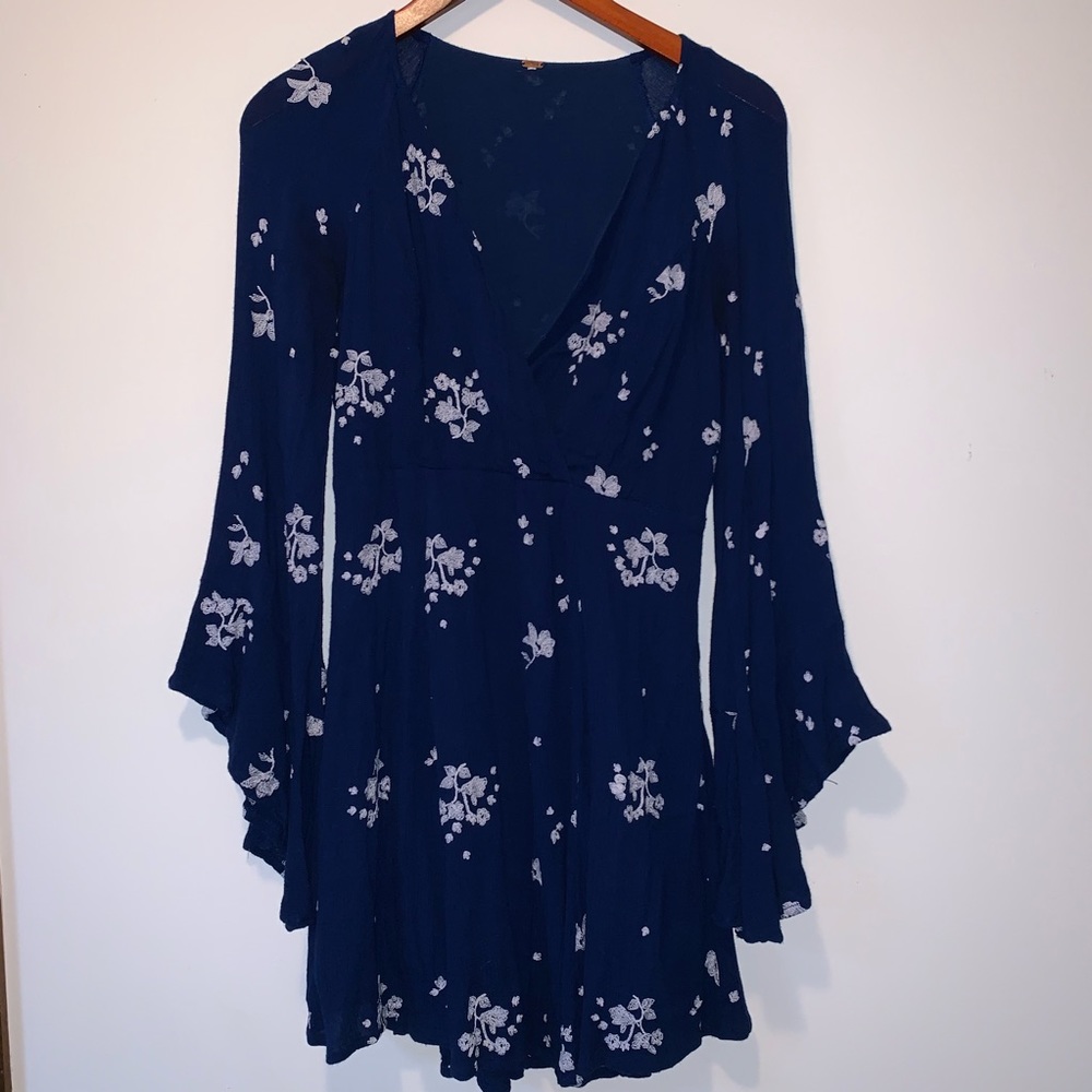 Navy Long Sleeve Free People Dress (Size 4)